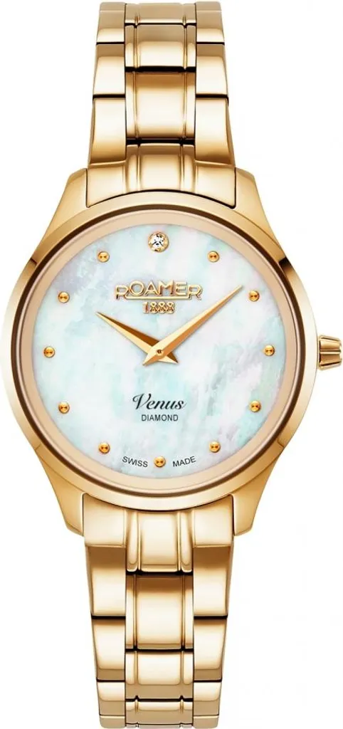 Montre Femme Roamer Or Durable et Diamants Inrayable Style Classique
