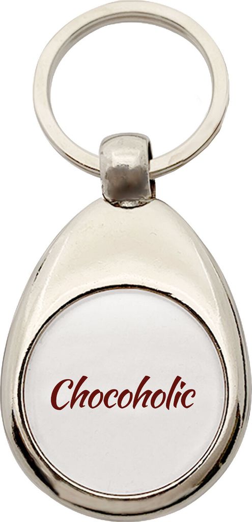 Huuraa Schlüsselanhänger Chocoholic Schriftzug Metall Schlüsselring Einkaufswagenchip Geschenkidee
