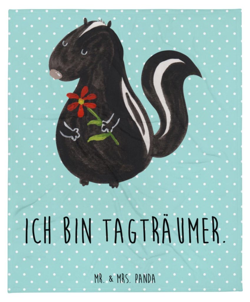 Mr. & Mrs. Panda Tagesdecke Stinktier Blume - Türkis Produktbild 