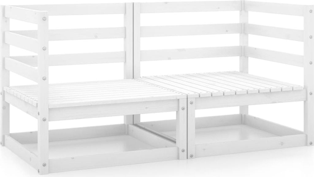 The Living Store Garten-Ecksofas 2 Stk. Weiß Kiefer Massivholz