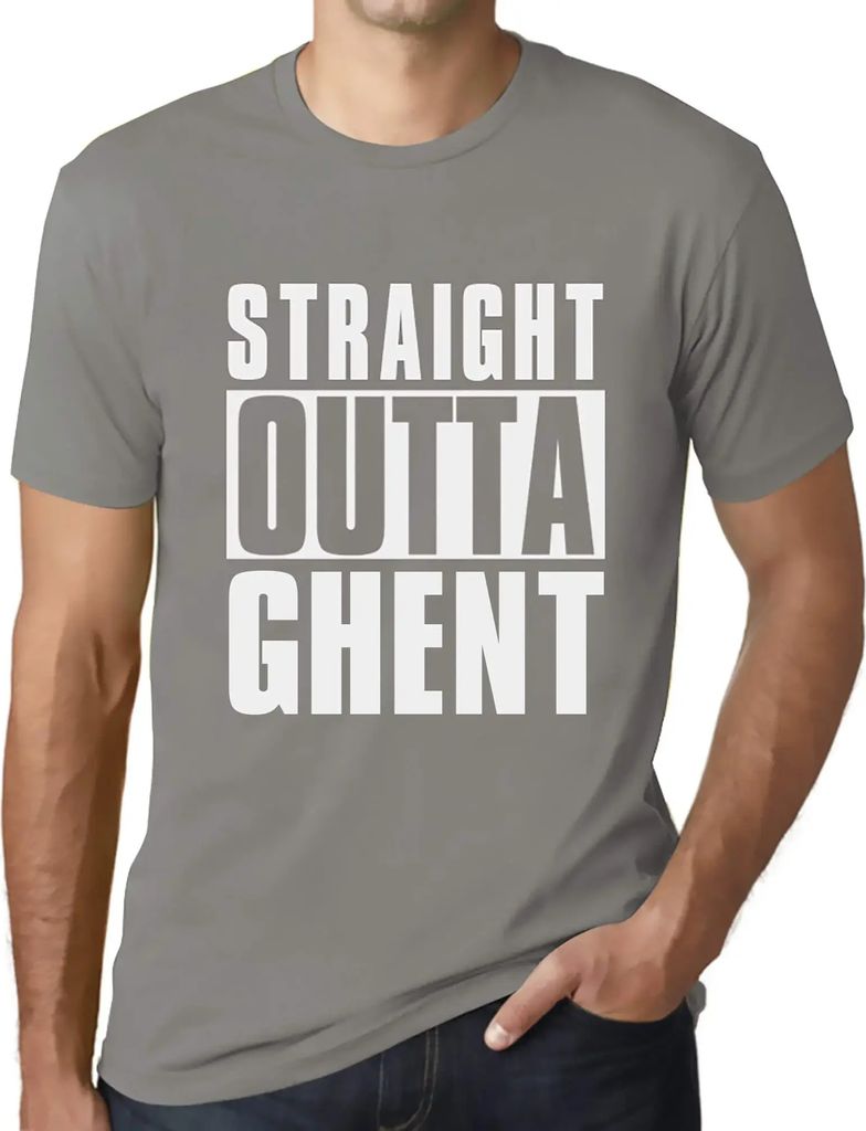 Herren Grafik T-Shirt Direkt aus Gent – Straight Outta Ghent – Öko-Verantwortlich Vintage Jahrgang Kurzarm Lustige Druck Geburtstag Geschenk Mann