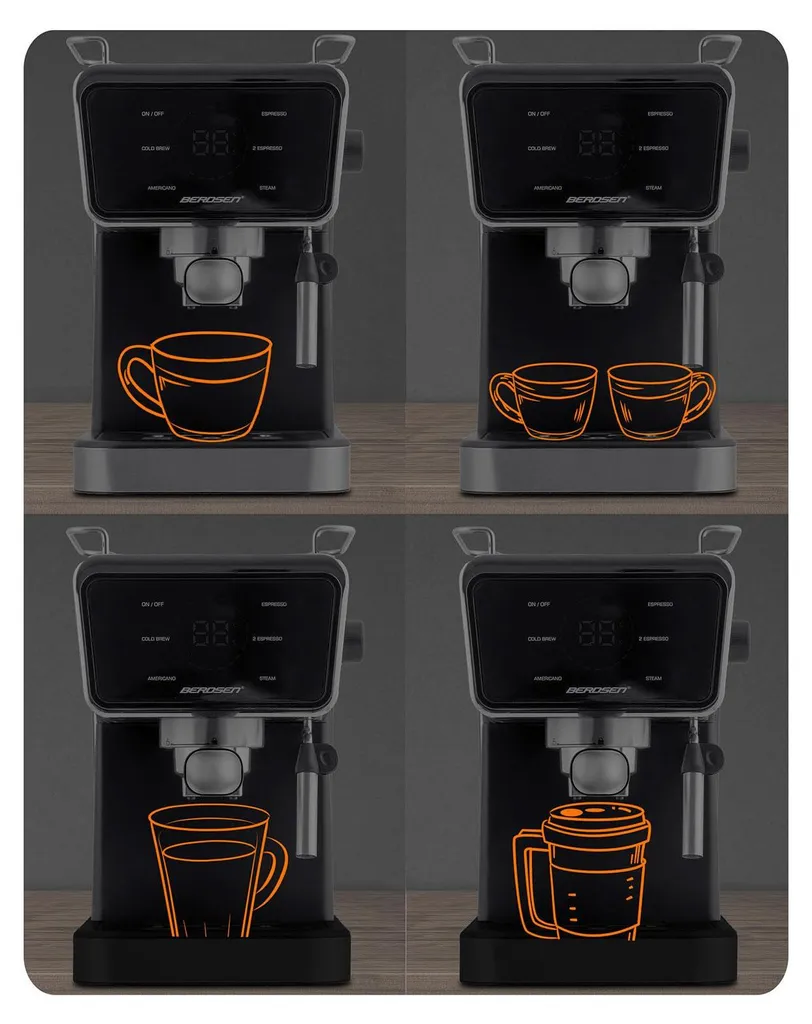 Cafetière à levier 20 bars Berdsen BD-771 noir : expresso authentique - 16