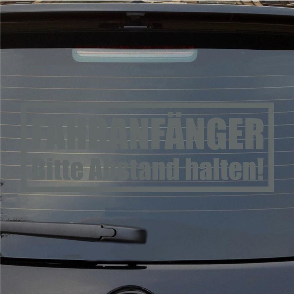 Heckscheibenaufkleber Fahranfänger Bitte Abstand halten 55x19 cm Grau Auto Aufkleber Sticker