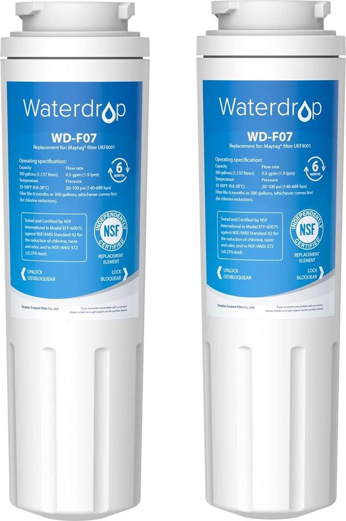 Waterdrop 2X UKF8001 Kühlschrank Wasserfilter, Kompatibel mit UKF8001, UKF8001AXX, UKF8001P, UKF9001, PuriClean II, Whirlpool 4396395, FILTER 4