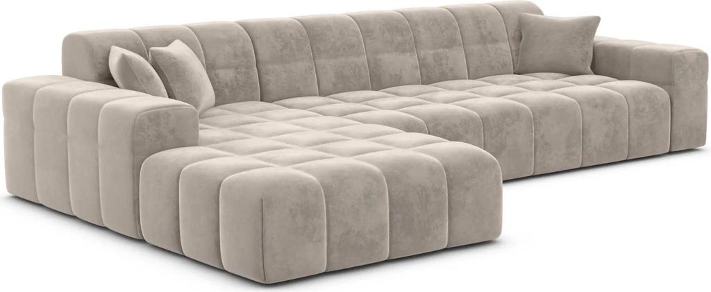 Samtstoff L-Form Sofa Nivara Sand Links