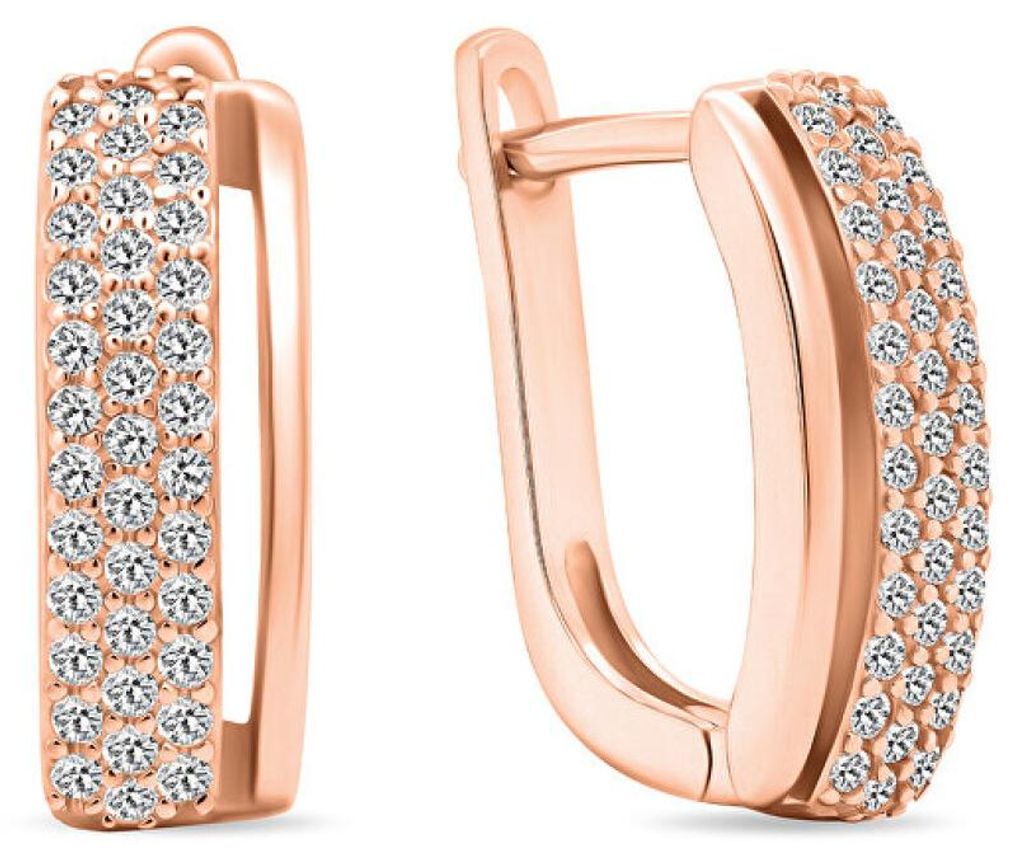 Elegant bronze earrings with zircons EA530R