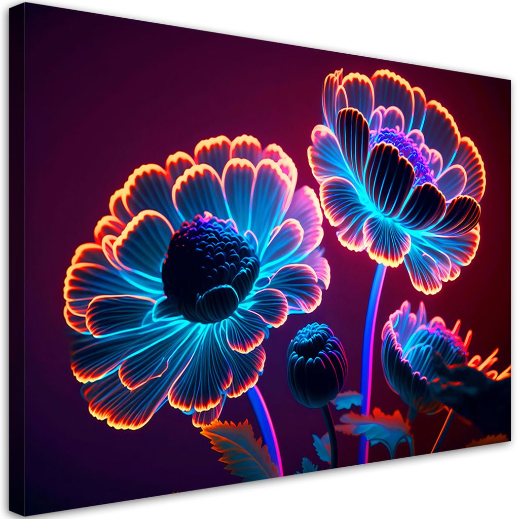 Leinwandbild Neonblütenknospen 120x80 Feeby Bunt bild für die wand bereit zum aufhängen