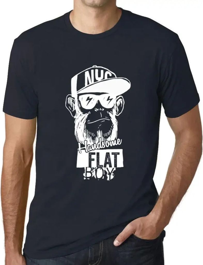 Herren Grafik T-Shirt Hübsche Jungenwohnung – Handsome Boy Flat – Öko-Verantwortlich Vintage Jahrgang Kurzarm Lustige Druck Geburtstag Gesche...