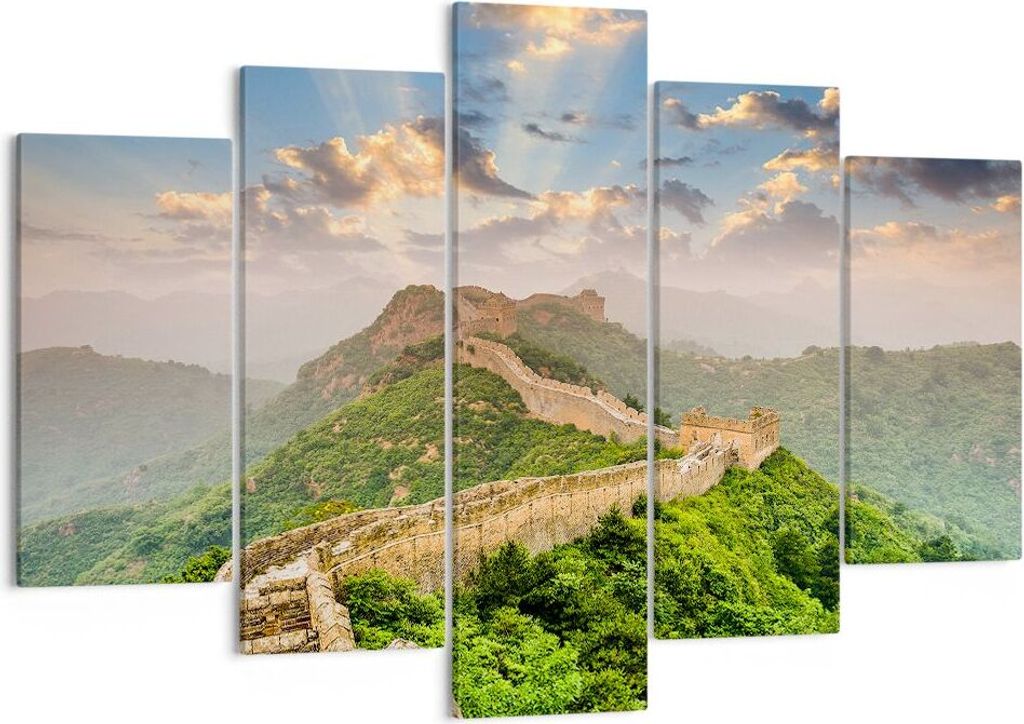 Bild auf Leinwand - Leinwandbild - Wand Berg asiatisch china - 150x100cm - Wand Bild - Wanddeko - Leinwanddruck - Bilder - Kunstdruck - Wanddekorat...