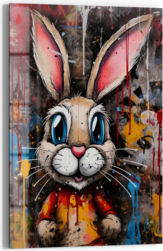 DEQOART Magnettafel Glas 60x90 cm 'Graffiti-Hopser' beschreibbar Whiteboard Pinnwand Küche