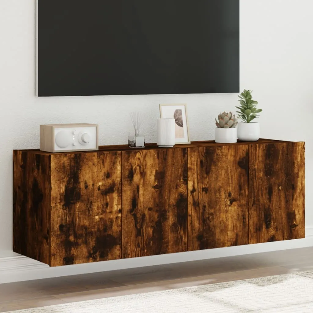 Set 2 Mobili Porta TV Sospesi LED Rovere Fumo Maison Exclusive 60cm