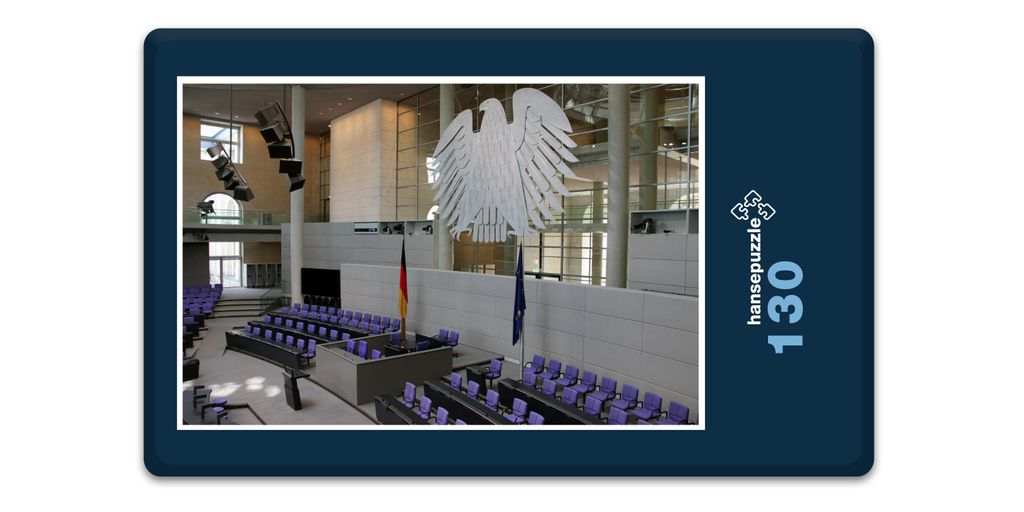 hansepuzzle 18180 - Bundestag Puzzle, 130 Teile, Gebäude, 28,7 x 20,0cm mit hochwertiger Aufbewahrung, Kartonbox und wiederverschließbarem Beutel