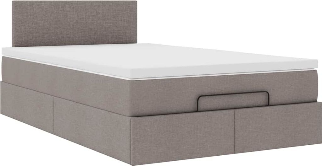 Ottoman-Bett mit Matratze Taupe 120x200 cm Stoff