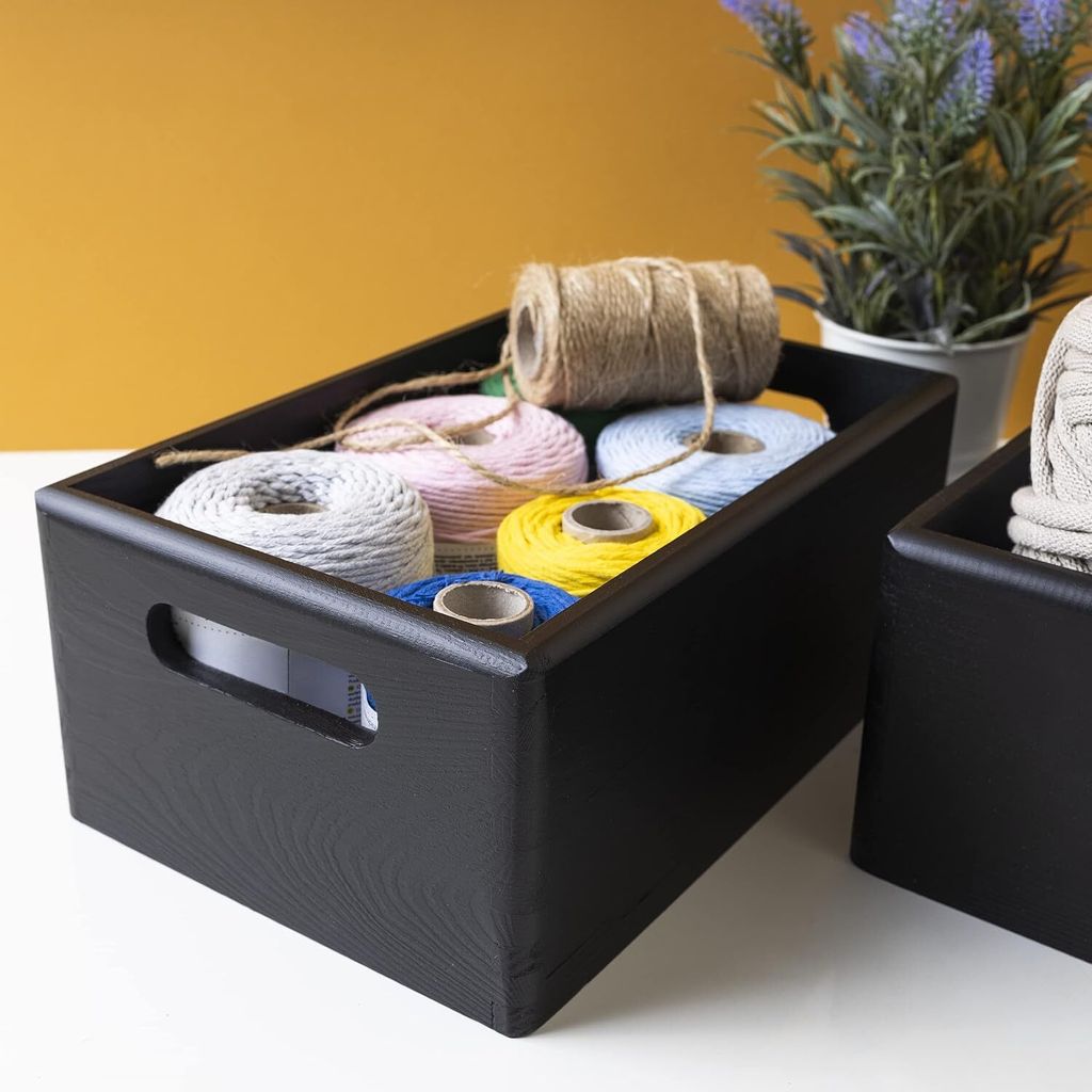 Creative Deco Cassetta in Legno Nera | 30x20x13 cm | Immagine del prodotto 