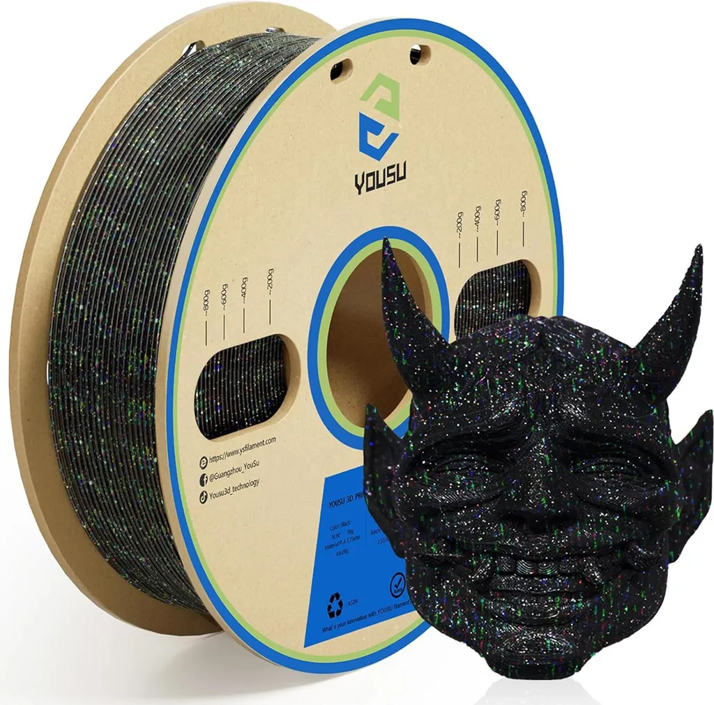 Filament PLA YOUSU 1.75mm Phosphorescent Galaxy Black 1kg Précision