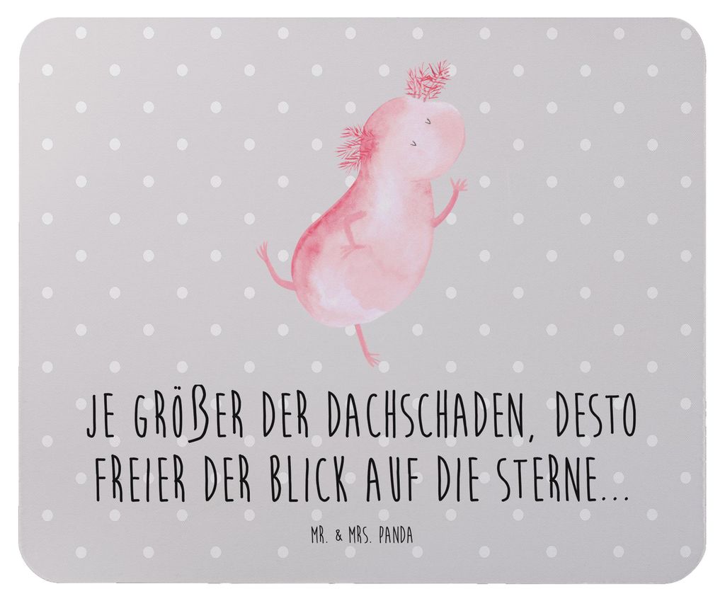 Mr. & Mrs. Panda Mouse Pad Axolotl Tanzen - Grau Pastell - Geschenk, gut Gelaunt, Mauspad, mousematte, Schwanzlurch, pc mousepad, Sterne, Freundin