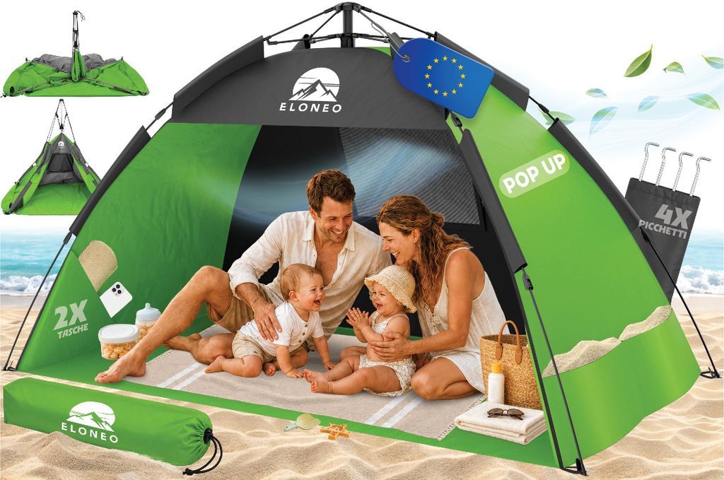 Tenda da spiaggia pop-up ELONEO con protezione UV 80+, Immagine del prodotto 
