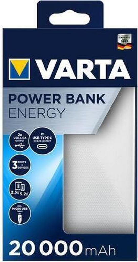 Varta Power Bank Energy 20000 20.000mAh, 2xUSB A, 1xUSB C Produktbild 7