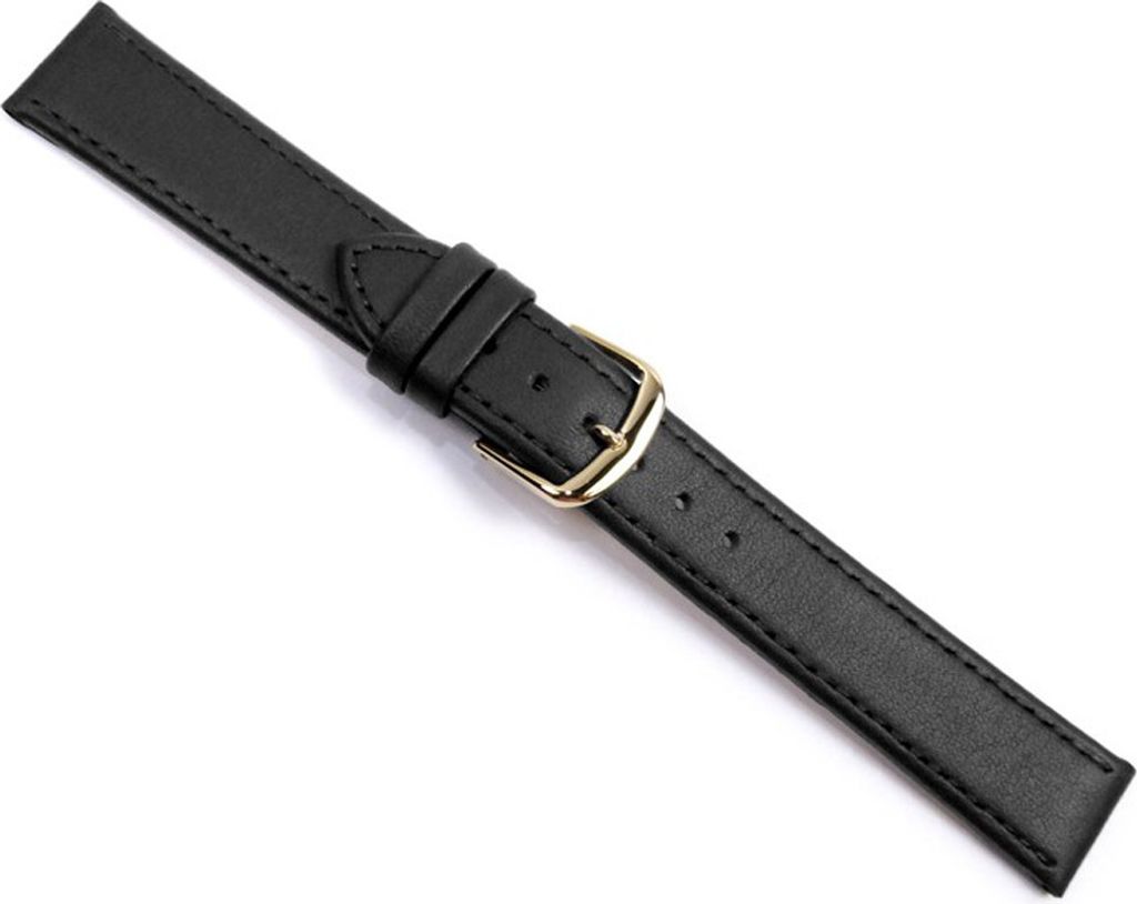 Uhrenarmband Kalbsleder schwarz matt Herzog Elegance 20973G, Stegbreite:18mm