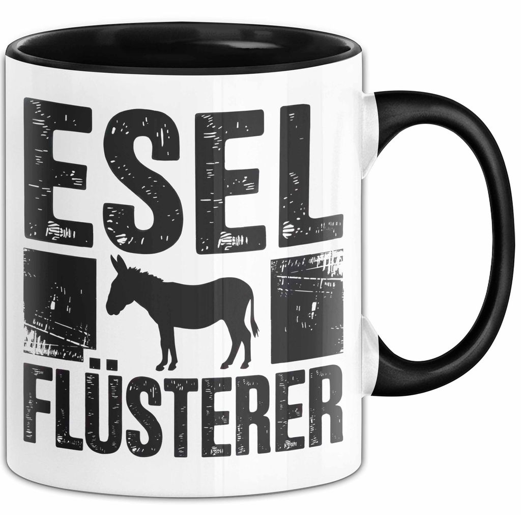 Eselbauer Esel Tier Tasse Geschenk Lustige Geschenkidee Spruch Esel Flüsterer (Schwarz)