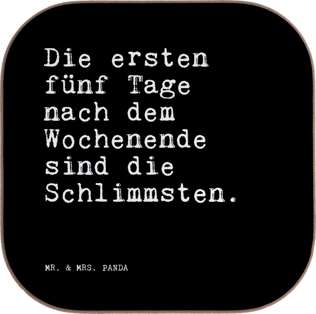 Mr. & Mrs. Panda Untersetzer für Gläser Die ersten fünf Tage... - Schwarz - Geschenk, Wochenende Arbeit Beruf Büro, Tischuntersetzer, Design, T...