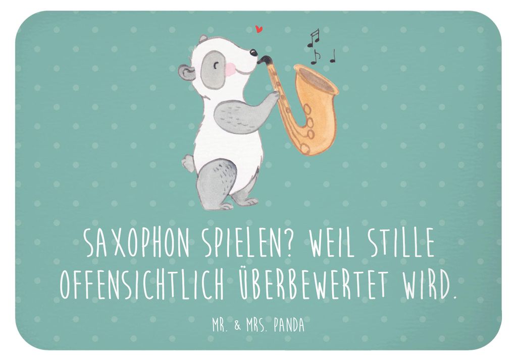 Mr. & Mrs. Panda magnet Saxophon Leidenschaft - Meeresbrise - Geschenk, büromagnet, haftmagnet, whiteboardmagnet, Jazz, Musiker, zettelhalter, Blu...