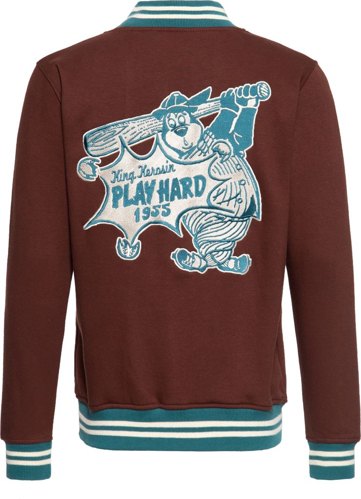 KING KEROSIN College Jacke Mit Sickerei Play Hard Brown 5Xl