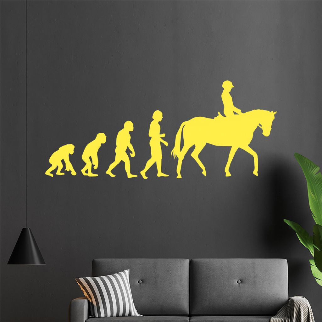 KIWISTAR Evolution Reiter Pferdesport Darwin Wandtattoo in 6 Größen - Wandaufkleber Wall Sticker - Dekoration, Küche, Wohnzimmer, Schlafzimmer, ...