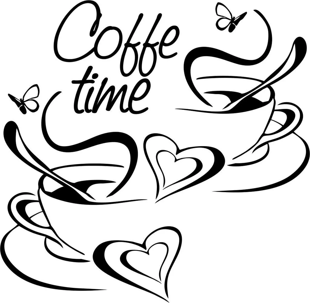 Sticker Murale G267 Tazza Caffè 100x50 - Vinile Opaco Alta Tenuta