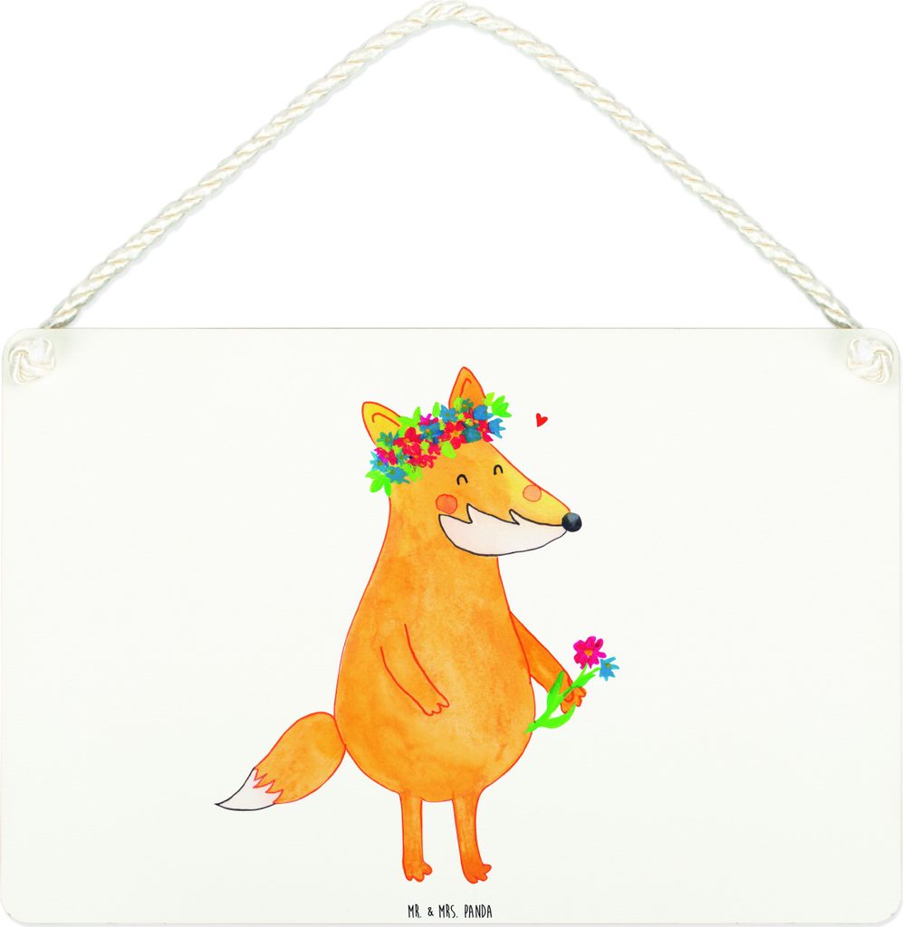 Mr. & Mrs. Panda Schild Fuchs Blumen DIN A4 - Weiß - Geschenk, Holzschild, Boho, wandtafel, kleine aufmerksamkeit, Ich, Türschild, holzbild, Blum...