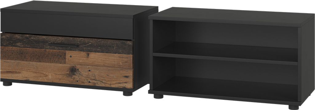 Wohnzimmerschränke Vicco Berno Schwarz/Oldstyle 2 Teile, Produktbild 