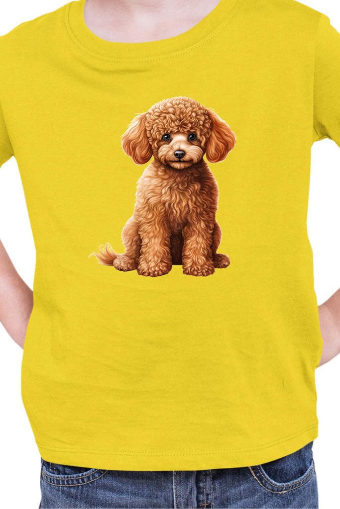 Kinder T-Shirt Dogs Breeds Poodle Dog Breed 006, 5-6 Jahr - 116 / Gelb