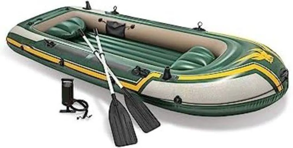 Canot pneumatique noir robuste pour pêche et balade en eaux calmes