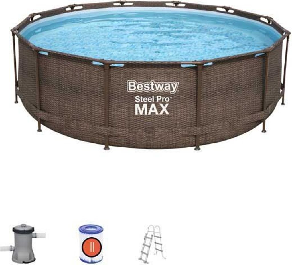 Bestway Steel Pro Max Rattan Ø 366x100 Cm Stahl Runder Produktbild 16