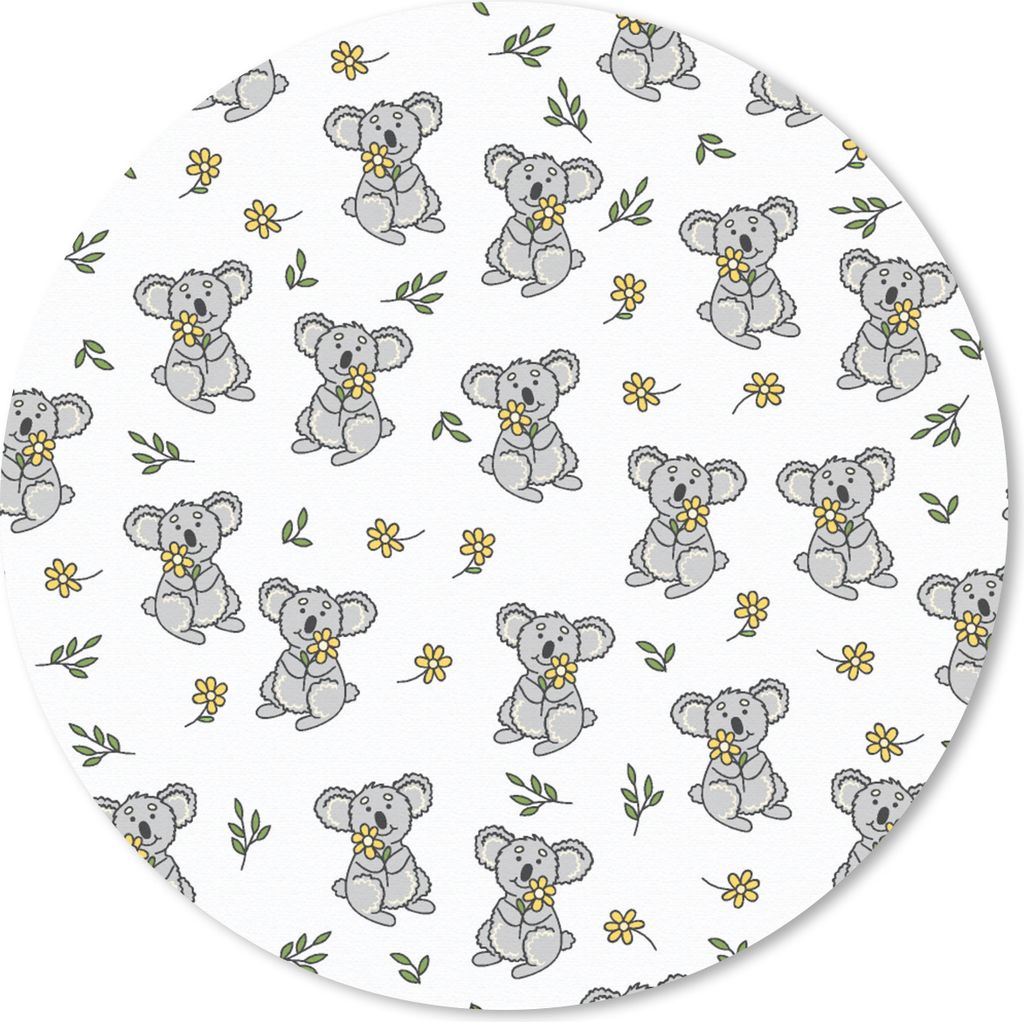 MuchoWow Mauspad Mousepad Koala - Blumen - Muster - Kind 20x20 cm - Mousepads - Maus Mat - Pad - Mausunterlage - Schreibtischmatte