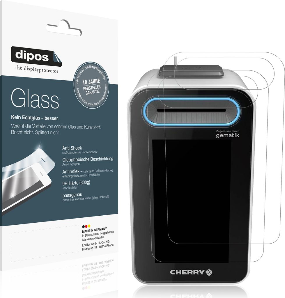 2x Schutzfolie für Cherry ST-1506 Terminal matt - Anti-Shock 9H Folie dipos Glass Kunststoffglas