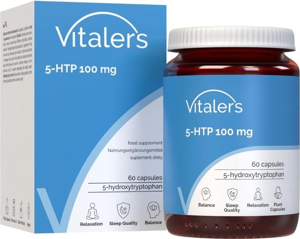Vitaler’s 5-HTP 100 mg – 60 Kapseln, 2 Monate Versorgung, Vegan, Ohne Konservierungsstoffe, Reine Zusammensetzung