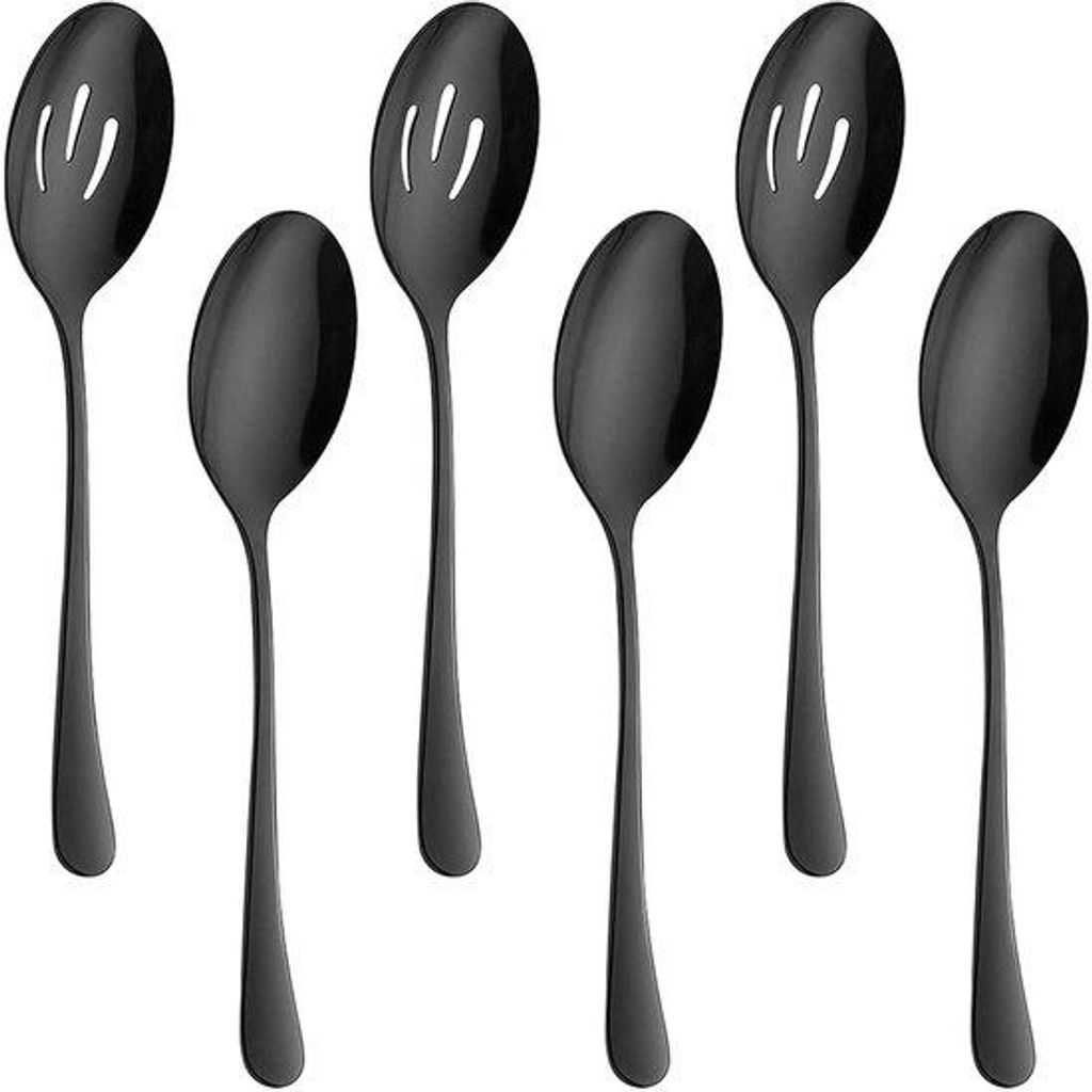 Edelstahl-Schöpfkelle-Set, 6-teilig, 22 cm, schwarz, für Buffet und Küche
