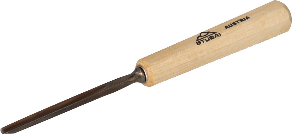STUBAI Stemmeisen Stechbeitel Serie 52 - Form 8 | Gerades Hohleisen 5 mm, mit Holzgriff, für Figurenarbeiten, Kerb- und Reliefschnitzarbeiten, zur...