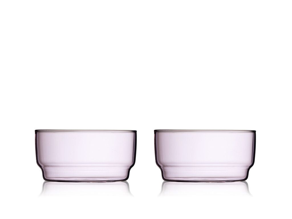 Lyngby Glas Schale Torino 2er Set, Schüsseln, Bowls, Glas, Pink, 12 cm, 32369