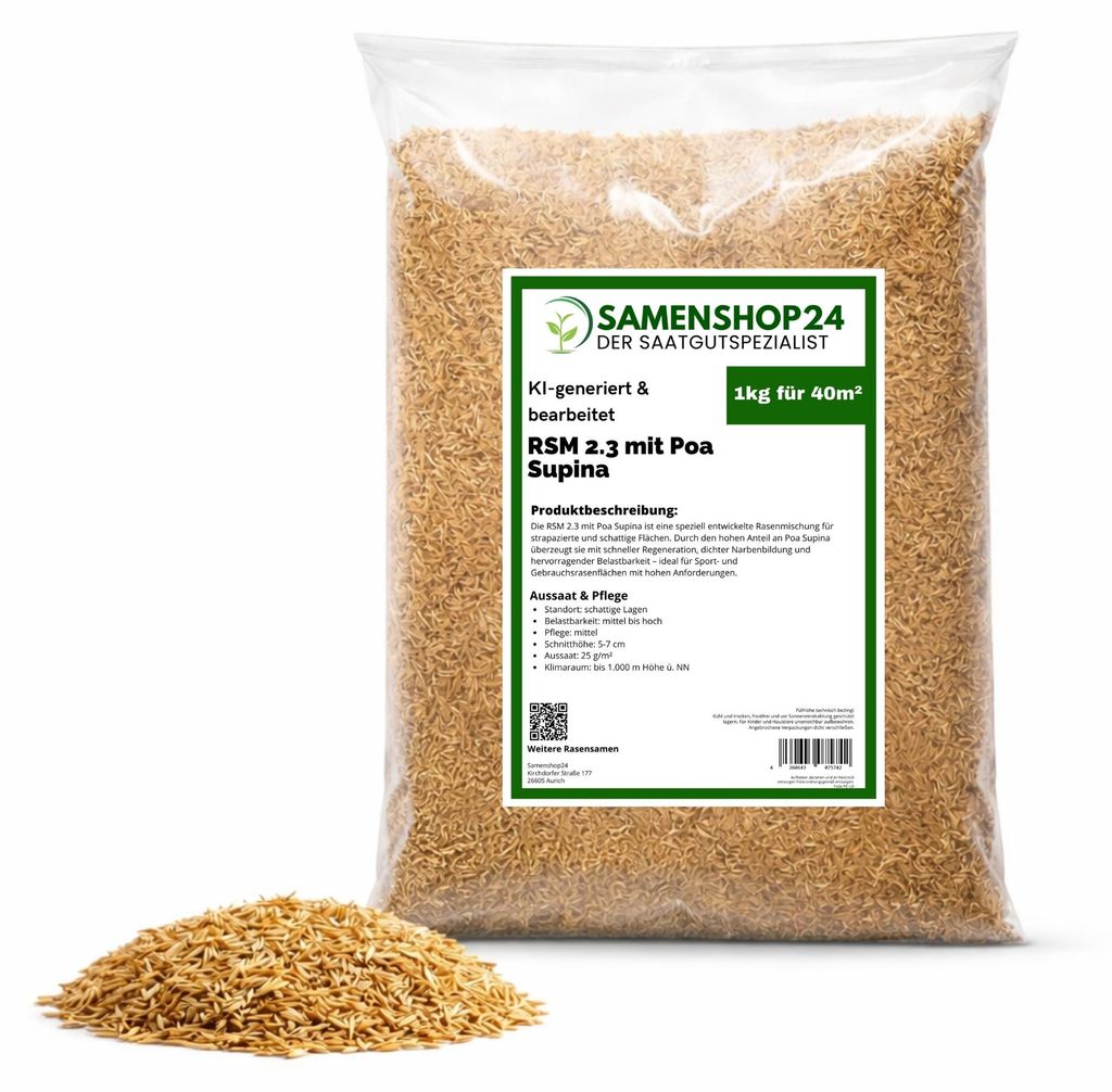 RSM-Rasensamen 2.3 mit Poa Supina 1kg für 40m², Produktbild 