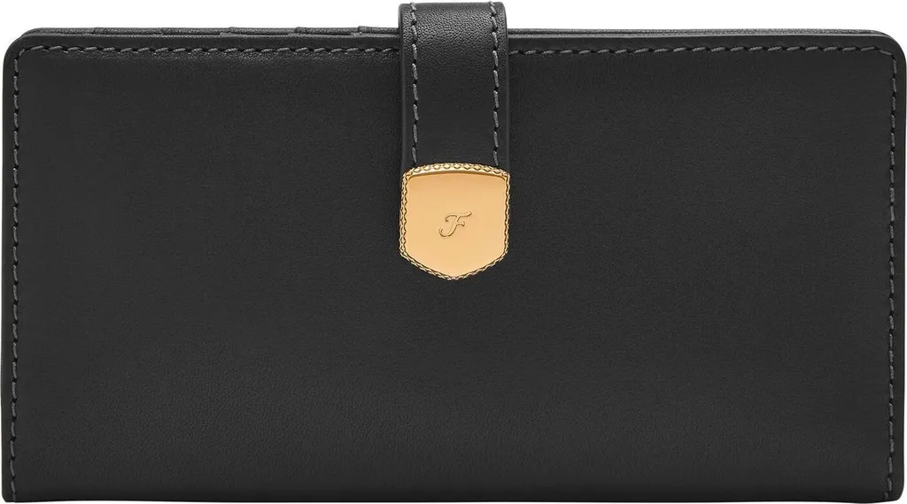 FOSSIL Porte-monnaie Lennox Tab Bifold Black Noir en Cuir Véritable