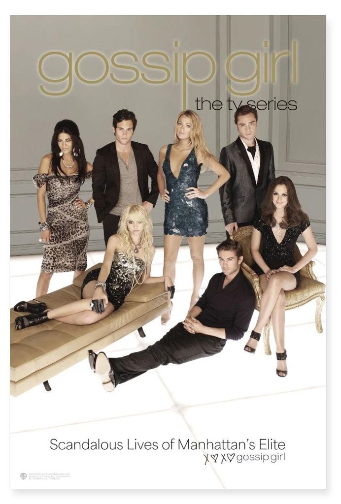 Spreadshirt Gossip Girl Ikonisches Seriencover Mit Charakteren Poster 40x60 cm, One size, Weiß