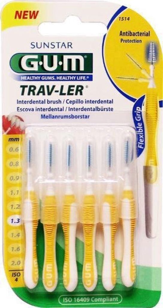 Gum Trav-Ler 1,3mm sapin jaune interdentaire+6 capuchons 6 Image du produit 