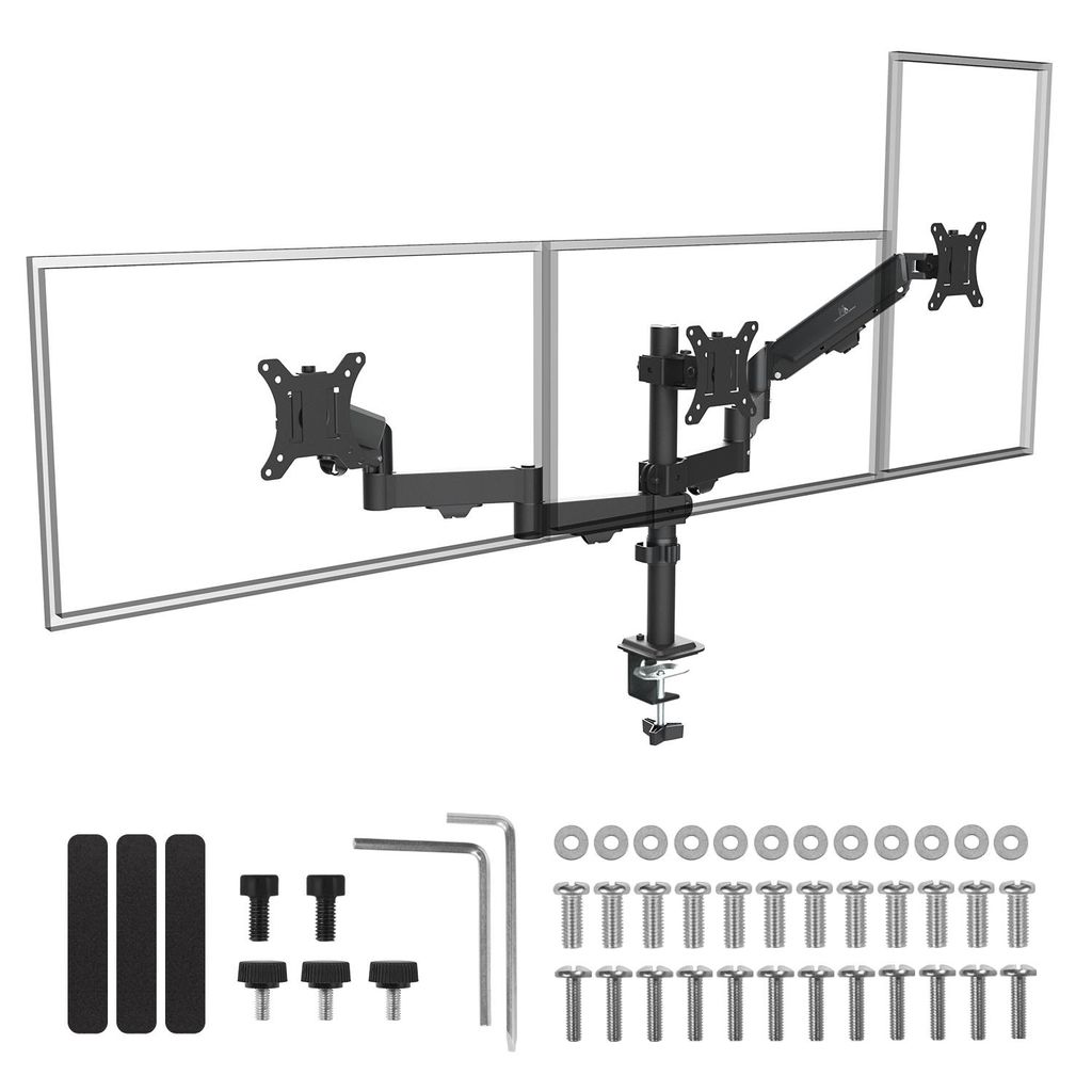Držiak pre 3 monitory Maclean s plynovou pružinou 17"-27" Obrázok produktu 