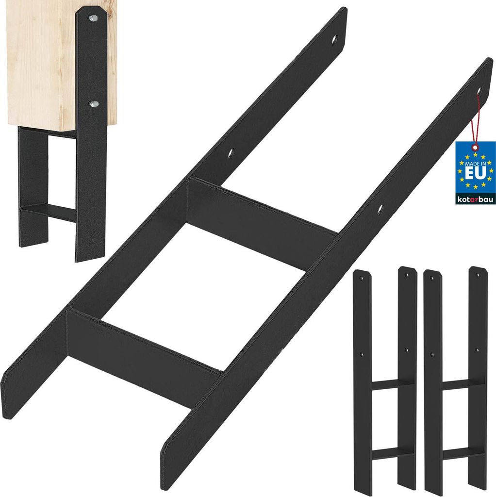 KOTARBAU H-Pfostenträger für Einmauermontage Winkelanker Stahl schwarz verzinkt 160 mm 2er Set