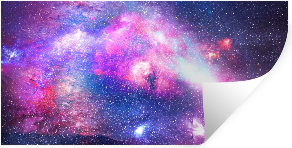 MuchoWow Wandtattoo Wandsticker Wandaufkleber Weltraum - Farben - Sterne 80x40 cm Selbstklebend und Repositionierbar - Aufkleber