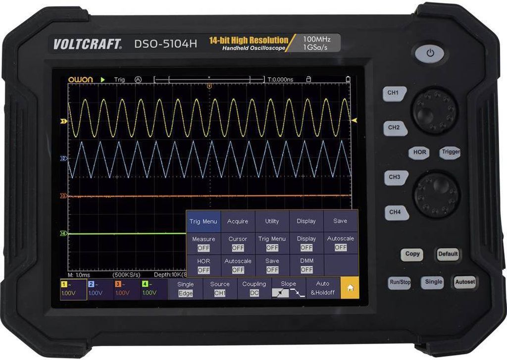 VOLTCRAFT DSO-5104H Hand-Oszilloskop 100 MHz 4-Kanal 1 GSa/s 40 Mpts 14 Bit Digital-Speicher (DSO), Handgerät 1 St.