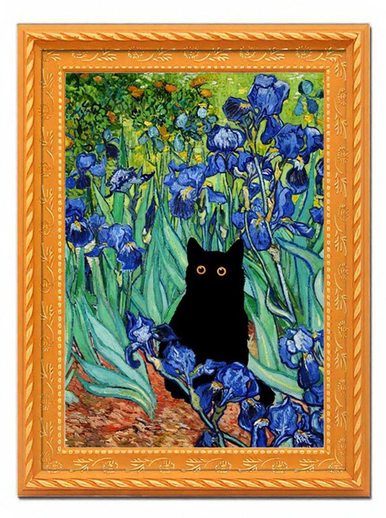Vintage Katzen-Kühlschrankmagnet, 3D-Holzrahmen, Katzen-Kühlschrankmagnet, Dekoration für Zuhause, Küche, Büro, Spind, Geschenk für Katzenlie...