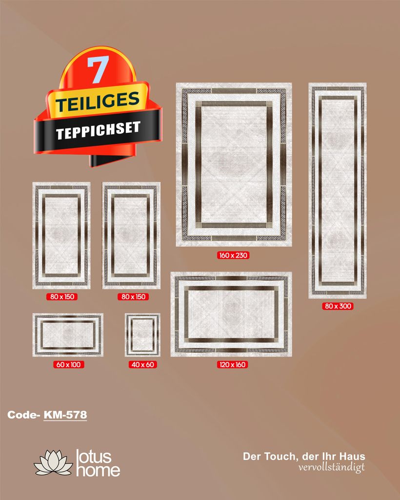 7-teiliges Teppich-Set KM-578. Produktbild 